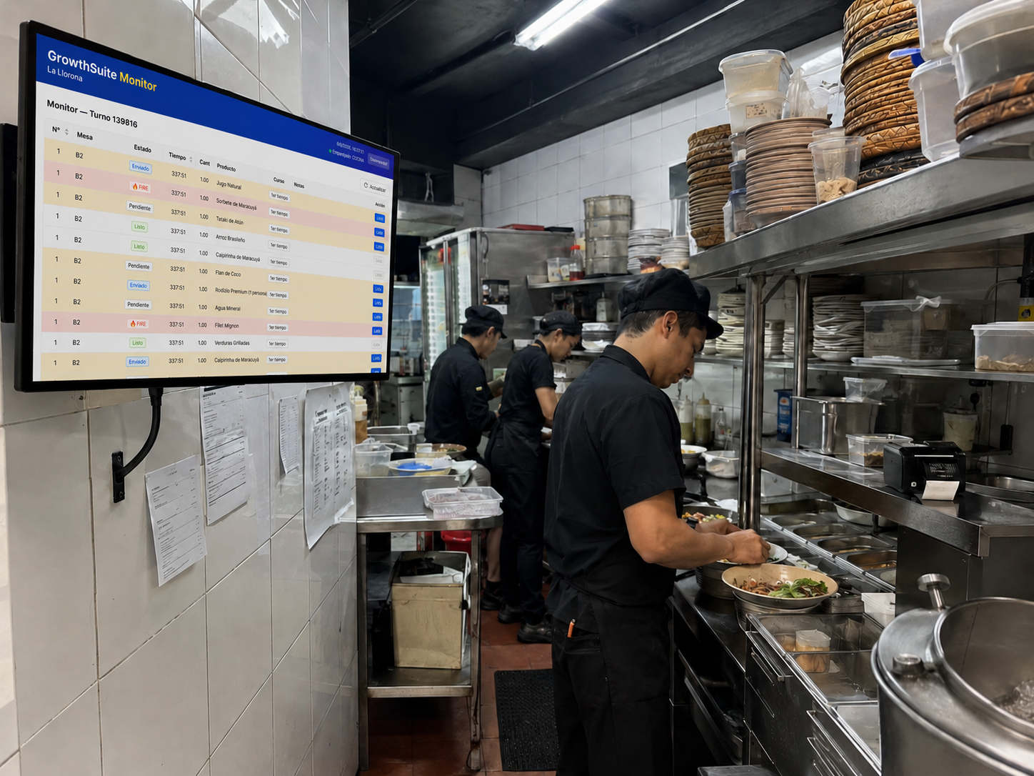 Monitor de comandas en cocina